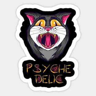 psychedelic cat - on LSD and ecstasy Sticker